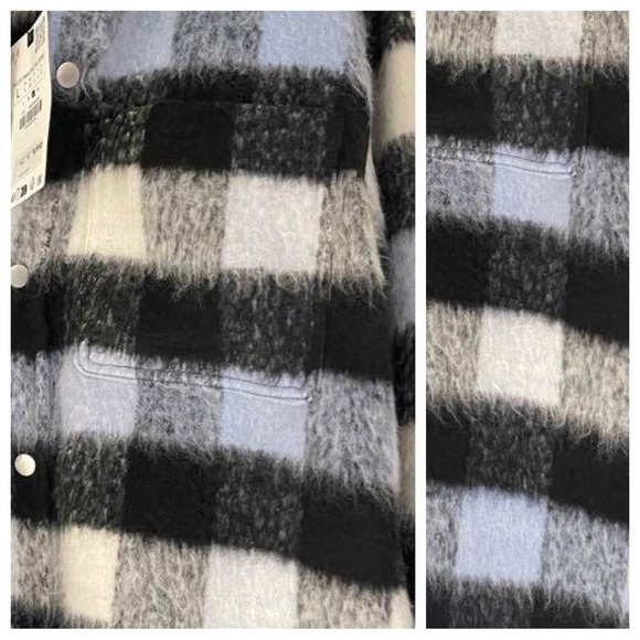 Zara Man black/Blue Checked Relaxed Fit Overshirt. Size L. - Picture 6 of 10